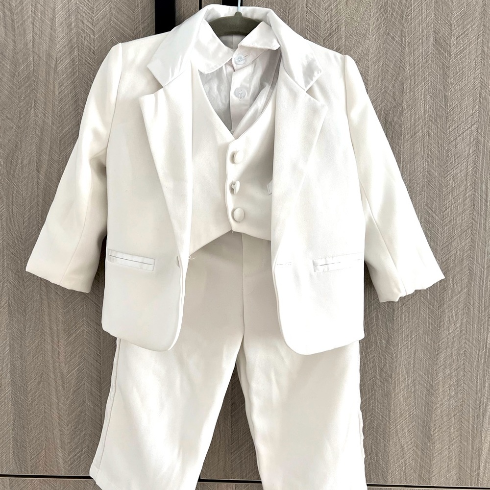 Toddler size 18month-24month white baptism suit set.